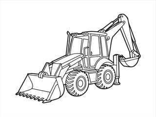 Naklejka premium Construction Backhoe with Excavator Arm, Heavy Machinery at Work on Building Site