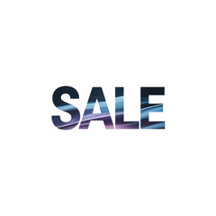 Bold sale text with light streaks isolated on transparent background