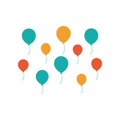 Obraz premium A festive collection of colorful balloons in teal and orange floats gracefully against a stark black background creating a vibrant and celebratory atmosphere for any special occasion or event