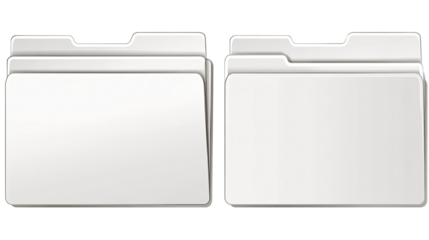 Two blank, light gray folders, side-by-side.  Each folder has a simple tab