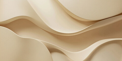 An abstract, studio shot of a background composed of soft, smooth waves in a light beige or cream color