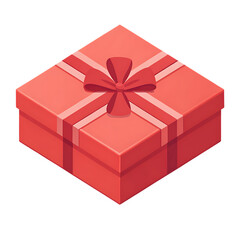 Obraz premium Isometric Red Gift Box with Ribbon and Bow present