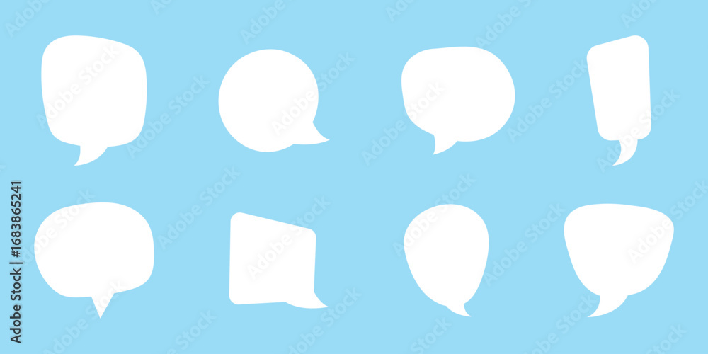 Poster silhouette speech bubble vector set. black on a white background. simple flat design. text box and m