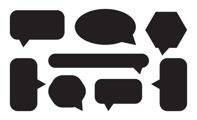 Speech bubble, speech balloon, chat bubble line art icon for apps and websites. Set of speech bubble, comic sticker, chat box and empty social media message balloon silhouette or communication network