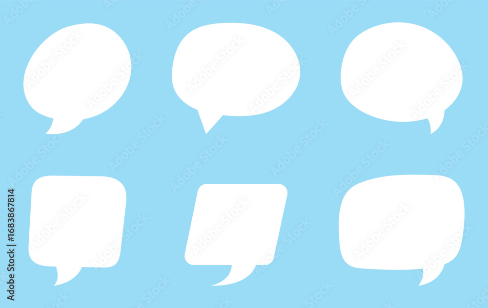 Poster set of comment speech bubble on orange background. chat message speech bubble