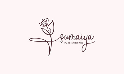 Minimalist Skincare Logo with Floral Elements