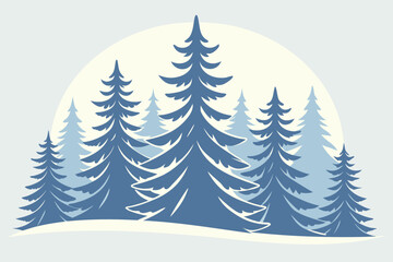 Obraz premium Winter Forest Vector Illustration