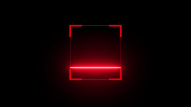 Glowing laser scanning icon with minimal line animation. Scanning icon animation with minimal lines and glowing square effects on dark modern digital background. 4k animation