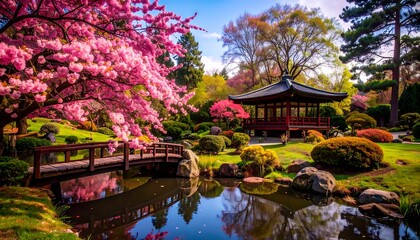 Fototapeta premium Springtime Japanese Garden Serenity