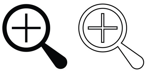 Obraz premium Search object, Lens icon set. Graphical vector illustration of zoom icon. math icon isolated zoom lens icon set. Vector magnifying glass icon set on white background. 