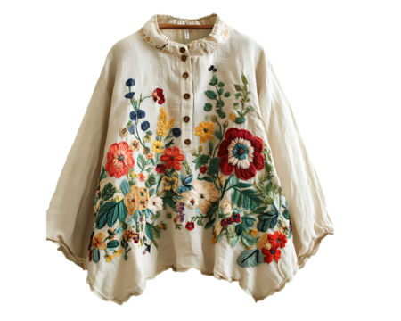 cute linen shirt with floral embroidery, white background, png transparent.png (2)