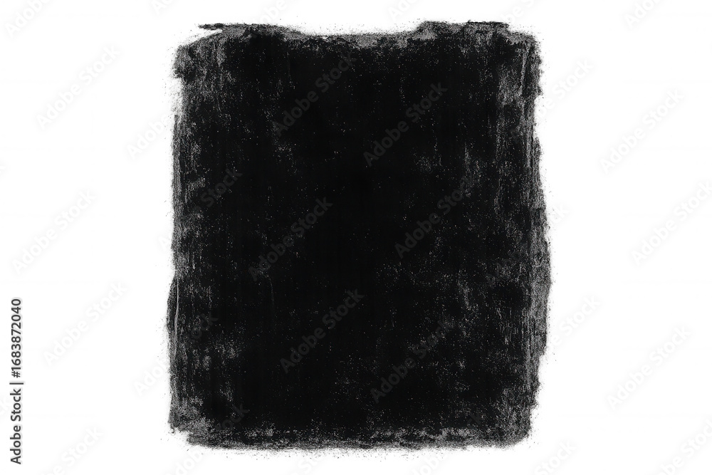 Poster grungy black square frame providing vintage distressed aesthetic, transparent background enabling se