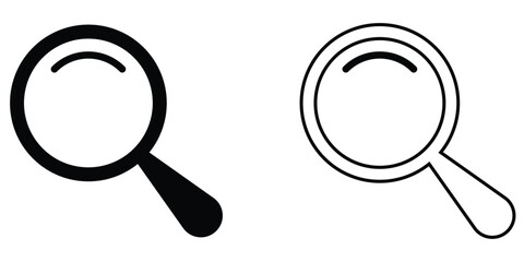  Search object, Lens icon set. Vector magnifying glass icon set on white background. EPS 10. Isolated black zoom lens icon set. 