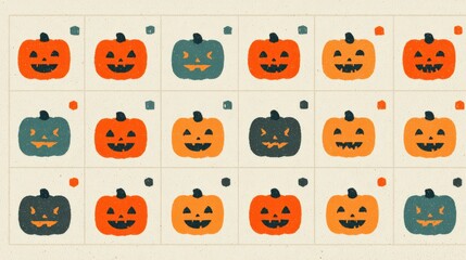 Fototapeta premium Flat Design Calendar Widget with Jack-o'-Lanterns for Halloween