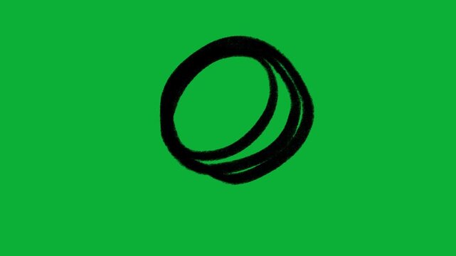 Handdrawn zigzag doodle circle animation | Rough sketch | Green screen