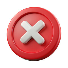 Fototapeta premium 3d red cross icon symbol for cancel or error notification transparent background