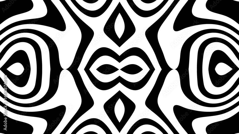 Poster black and white background with line pattern animation