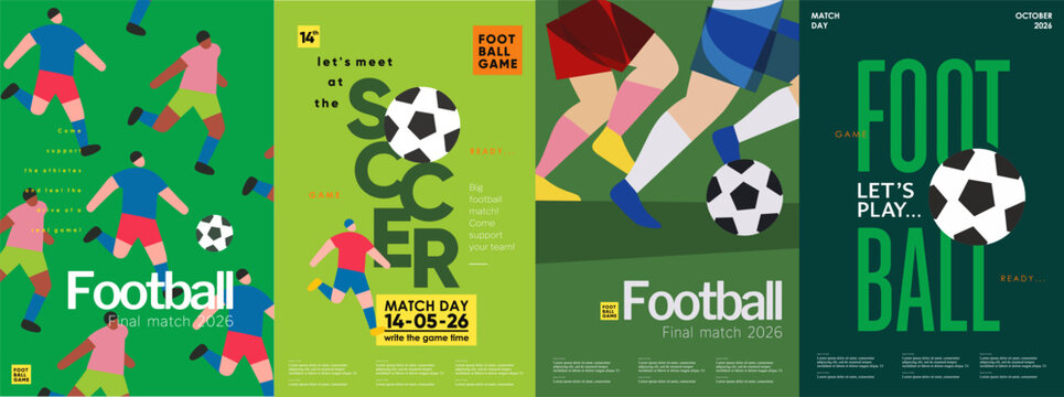 Soccer and football. Vector abstract illustration of soccer game on stadium, match day, sportsman, tournament, event and player for poster, cover, background or invitation