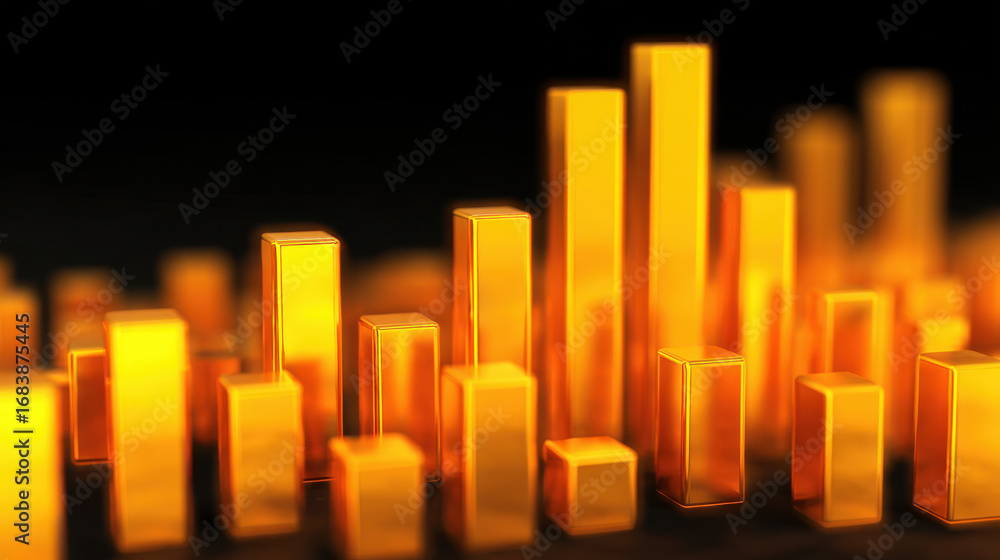 Aufkleber golden bars represent data visualization in dynamic and modern style, showcasing growth and progress