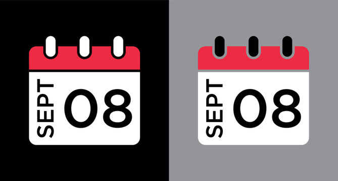calendar - September 8 icon illustration isolated vector sign symbol