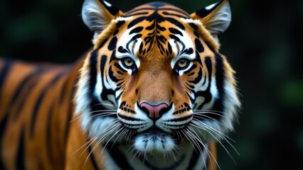 portrait of a royal bengal tiger alert and staring