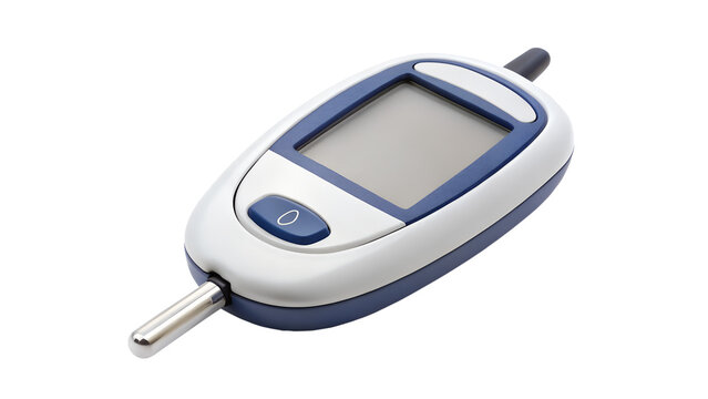 A digital glucometer for blood glucose testing isolated on transparent background, used for diabetes management and monitoring blood sugar levels - Powered by Adobe