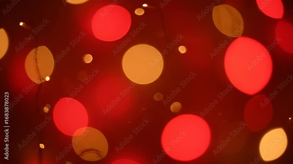 Aufkleber red and gold bokeh lights festive background - abstract dreamy background featuring red and gold bok