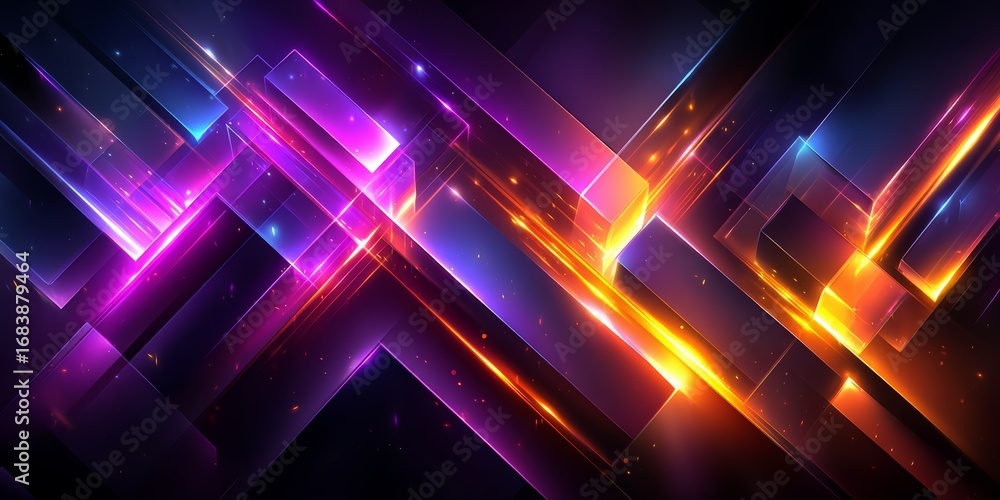 Poster colorful, abstract image with bright colors and glowing lines. the image is a representation of a fu