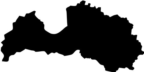 Obraz premium Black silhouette map of Latvia country outline isolated on white background