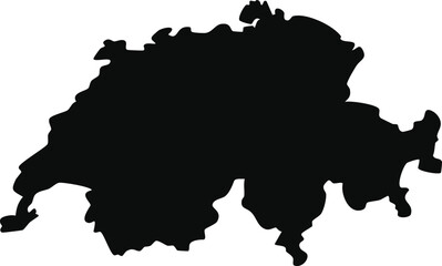 Map of Switzerland black silhouette