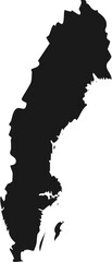 Black silhouette map of Sweden country outline isolated on white background