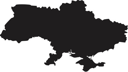 Obraz premium Black silhouette map of Ukraine country outline isolated on white background