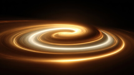Fototapeta premium Mesmerizing swirl of light creates cosmic spiral, resembling galaxy in motion. vibrant hues of gold and white evoke sense of wonder and mystery in vast universe