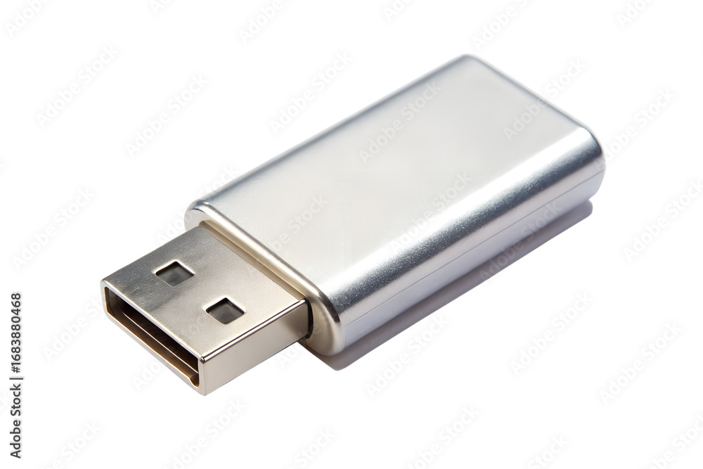 Fototapete silver usb flash drive isolated on transparent background, a portable storage device for transferrin