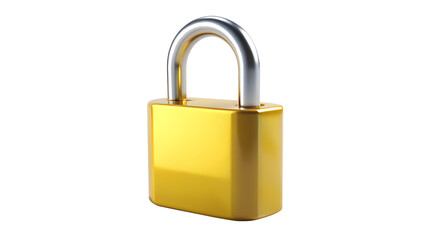 Fototapeta premium Golden padlock isolated on transparent background, symbolizing security, protection, and privacy in a digital and physical world with a metallic finish