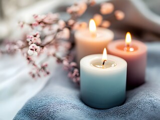 Scented Candles and Blossoms Spa Relaxation