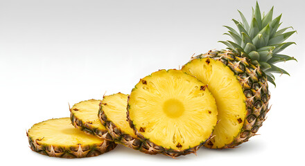 Organic pineapple with long, curly crown leaves intact