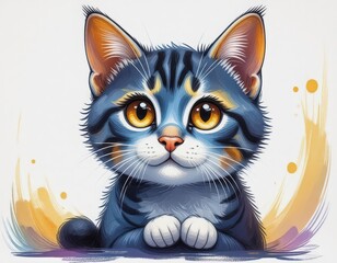 Fototapeta premium Stunning, adorable cat illustration with big, expressive eyes perfect for children's designs