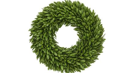 Green leafy wreath isolated on transparent background