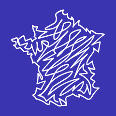 Abstract Scribble Map of France.