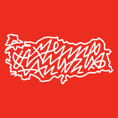Abstract Scribble Map of Turkey.