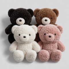 Obraz premium Four Plush Teddy Bears in Different Colors , PNG isolated cut out image