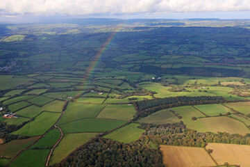 Aerial view of the fields of North Devon and Exmoor, England	
