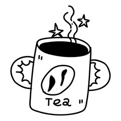 Black and white doodle autumn mug illustration