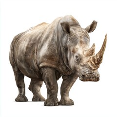 Fototapeta premium Majestic White Rhinoceros Portrait , PNG isolated cut out image