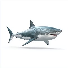 Fototapeta premium Majestic Great White Shark in Action , PNG isolated cut out image