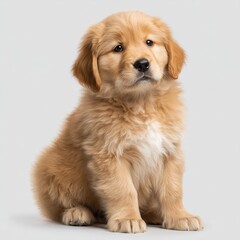 Adorable Golden Retriever Puppy Portrait , PNG isolated cut out image