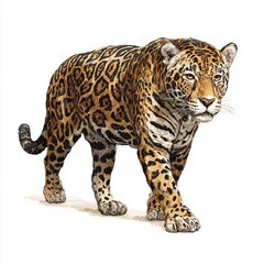 Obraz premium Majestic Jaguar in a Striking Illustration , PNG isolated cut out image