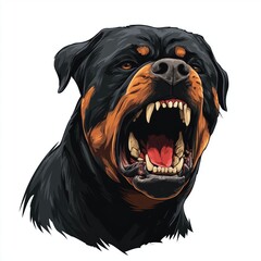 Obraz premium Ferocious Rottweiler Portrait , PNG isolated cut out image
