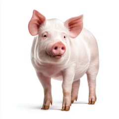 Adorable White Pig Portrait , PNG isolated cut out image